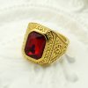 Large Gemstone Square Casting Ring in Stainless Steel, Colorful Gemstone Men's Ring - 图片 2
