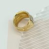 Light Luxury Personalized Minority Design Ring, Titanium Steel Electroplated 18K Gold Diamond Double Ring Band - 图片 3