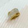 Fine Jewelry: Stainless Steel Ring with 18K Gold Plating and Micro-Pave Setting for Women - 图片 3