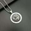 Stainless Steel Vacuum Gold Plated Dot Diamond Animal Lion Head Pendant Necklace - 图片 3