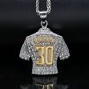 Titanium steel gold-plated full diamond football superstar No. 30 jersey pendant - 图片 2
