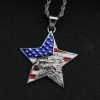 American Independence Day Memorial Necklace USA Flag Five-pointed Star Eagle Stainless Steel Pendant - 图片 3
