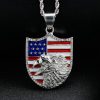 American Independence Day Commemorative Necklace, Eagle Flag Shield Badge Titanium Steel Pendant - 图片 2