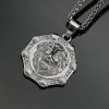 Stainless Steel Octagon Drilled Lion Head Pendant, Hip-Hop Jewelry - 图片 2