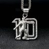 HIPHOP Jewelry Titanium Steel Gold Plated Diamond Soccer Glue Number 10 Pendant - 图片 3
