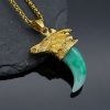 hiphop jewelry titanium steel gold-plated snake head resin imitation wolf teeth personality pendant - 图片 4