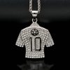 HIPHOP Jewelry Titanium Steel Gold Plated Full Diamond Football Drop No. 10 Jersey Pendant - 图片 2