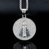 Religious hip-hop jewelry titanium steel full diamond round cross Mary pendant - 图片 3