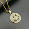 hiphop jewelry titanium steel gold-plated full diamond smiley face symbol pendant - 图片 2
