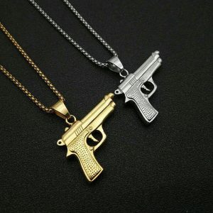 Punk Creative Titanium Steel Hand Gesture Gun Pendant