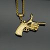 Punk Creative Titanium Steel Hand Gesture Gun Pendant - 图片 2