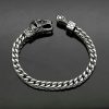 Viking-style stainless steel bracelet from Nordic, punk retro series featuring wolf, snake and eagle heads with thick chains on both sides - 图片 4