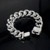 Cuban Link Titanium Steel Bracelet, Punk Style Stainless Steel Red Eye Skull Head Bracelet - 图片 3