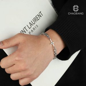 Starlight bracelet for men, made of titanium steel, with a cross that doesn't fade