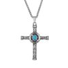 Titanium steel European and American pendant, noble scepter cross necklace, turquoise men's pattern pendant - 图片 2