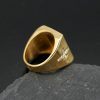 Titanium Steel/Stainless Steel Gold-Plated Diamond Cross Ring Accessory - 图片 3