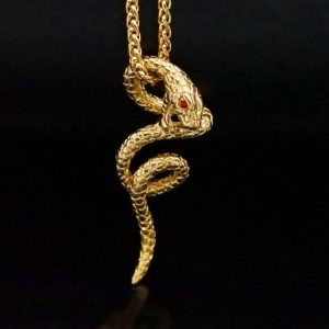 Hip Hop Trend Stainless Steel Gold Plated Snake Pendant