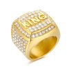 Hip Hop King Ring, Stainless Steel Vacuum Gold Plating Diamond Ring - 图片 4