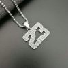 NBA star James 23 digital necklace, stainless steel color-preserving gold-plated full diamond pendant - 图片 3