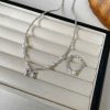 S925 Sterling Silver Bow & Freshwater Pearl Necklace with Crushed Silver Accents - Women's Exclusive Design Luxury Jewelry Set - 图片 6