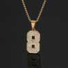 Kobe Bryant 24 Memorial Necklace, Stainless Steel Color-Preserving Gold Plating Diamond Inlay Pendant - 图片 2