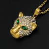Hip-hop stainless steel full-diamond leopard head pendant for necklace - 图片 3