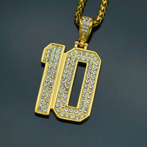 HIPHOP jewelry, stainless steel gold-plated full diamond number 10 pendant