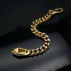 Hip-hop red and green eyes snake-shaped full diamond stainless steel Cuban chain splicing snake head bracelet - 图片 4