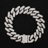 Fully-drill titanium steel Cuba chain full-drill square buckle bracelet fashionable hip-hop accessories - 图片 3