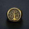 Hip Hop Retro Ring Titanium Steel Gold Plated Oil Tree of Life Men's Ring - 图片 2