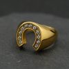 Denim personality U-shaped horseshoe and 18K gold stainless steel men's ring - 图片 4