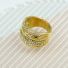 Uncommon Personalized Titanium Steel Electroplated 18K Gold Double Row Drill Ring - 图片 2