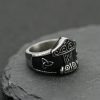 Viking Thor's Hammer Titanium Steel Ring, Nordic Viking Rune Triangular Knot Stainless Steel Ring Jewelry - 图片 2