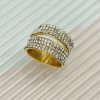 Light Luxury Personalized Minority Design Ring, Titanium Steel Electroplated 18K Gold Diamond Double Ring Band - 图片 4