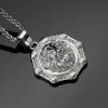 Stainless Steel Octagon Drilled Lion Head Pendant, Hip-Hop Jewelry - 图片 3