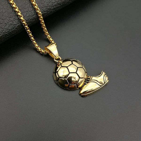 Stainless Steel World Cup Football Shoes Necklace, Titanium Steel Plating Drip Oil Men's Pendant