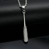 Hiphop Diamond Embellished Baseball Bat Trendy Titanium Steel Pendant - 图片 3