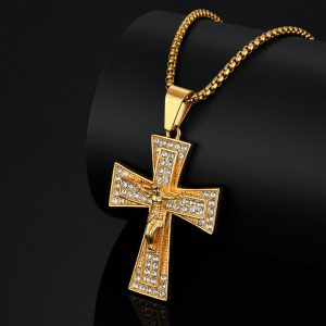 HIPHOP stainless steel cross gold-plated pendant
