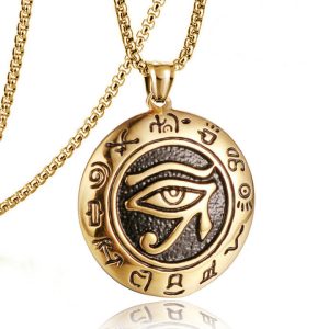 Retro ancient Egyptian Horus' Eye Stainless Steel Pendant Pharaoh Head God Eye