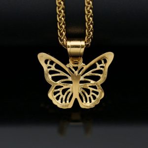 Light luxury butterfly stainless steel necklace decoration