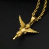 Titanium steel gold-plated diamond-set prayer angel pendant - 图片 2