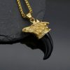 hiphop jewelry titanium steel gold-plated snake head resin imitation wolf teeth personality pendant - 图片 3