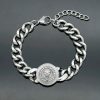 Stainless Steel Great Wall Pattern Lion Head Round Plate Cuba Link - 图片 5