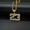 NBA star James 23 digital necklace, stainless steel color-preserving gold-plated full diamond pendant - 图片 2
