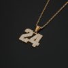 Kobe Bryant 24 Memorial Necklace, Stainless Steel Color-Preserving Gold Plating Diamond Inlay Pendant - 图片 3