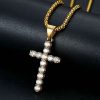 316 stainless steel gold-plated inlaid AAA zircon cross pendant - 图片 2
