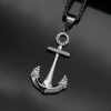 Diamond anchor pendant naval wind titanium steel jewelry - 图片 2