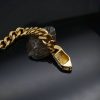 Hip-hop red and green eyes snake-shaped full diamond stainless steel Cuban chain splicing snake head bracelet - 图片 3