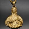 Classic Retro Titanium Steel St.Jude Half-Gilded YS Pendant - 图片 5