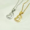 Double heart-to-heart pendant necklace, heart-shaped love titanium steel necklace, high-end versatile inlaid stone - 图片 5